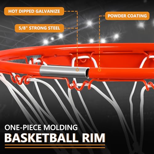 Basketball Rim Replacement, Single-Spring Breakaway Basketball Rim Outdoor Indoor, Universal 18 Inch Heavy Duty Basketball Hoop Rim and Net - color: ORANGE, style: HOOKS Basketball Rim