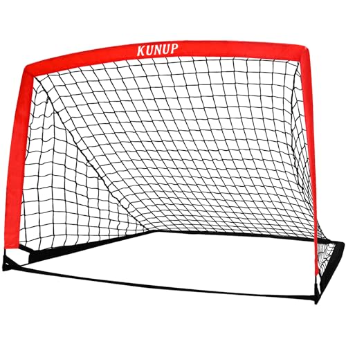 5×3 6x4 9x5 FT Portable Kids Soccer Goal for Backyard, Foldable Soccer Practice Net with Carrying Bag for Toddler Youth Adult Pop Up Soccer Training Equipment Indoor and Outdoor Sports Game - color: Red, style: 5x3FT