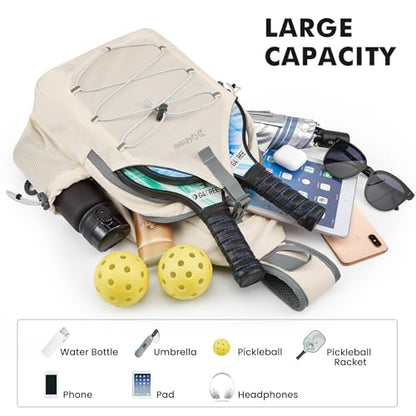 G4Free Pickleball Sling Bag for Women - Lightweight Crossbody Sports Bag - color: Ivory