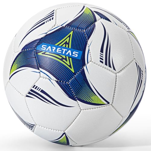 Saretas Size 3/4 Soccer Ball, Futsal Ball&Indoor Soccer Ball Low Bounce Ball, PU Leather Practice Futsal Ball, Official Size and Weight for Age 13+ Boys and Girls - color: Green Size 3 Futsal Ball
