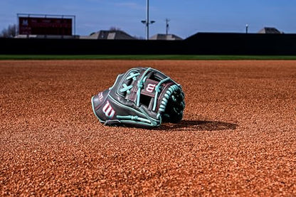 Wilson Summer 2025 A2000® Baseball Gloves - color: Charcoal/Seafoam/Red, size: Infield - 11.75"