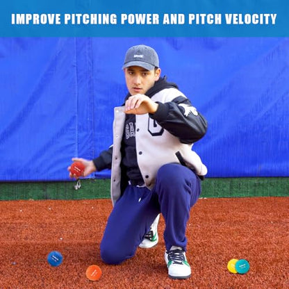 SunNordic 6/9 Pack Seams Plyometric Weighted Baseball Set (3.5-16/35/53/70 oz) - Variable Weight Plyo Baseballs for Improved Power & Pitching Training - for All Skill Levels