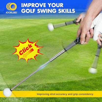 Retractable Golf Swing Trainer, Golf Training Aid & Golf Grip Trainer for Right-Handed Golfer, Strength & Tempo Stick Training, Telescopic Club for Beginners Chipping Hitting Practice