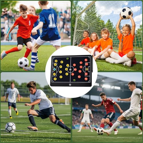 Magnetic Soccer Coaching Board Laelr 16 inch LCD Soccer Coach Tactical Board with Stylus Pen 27 Magnetic Marker Kits Football Coach Writing Tablet for Strategy Planning Training Coach Gifts
