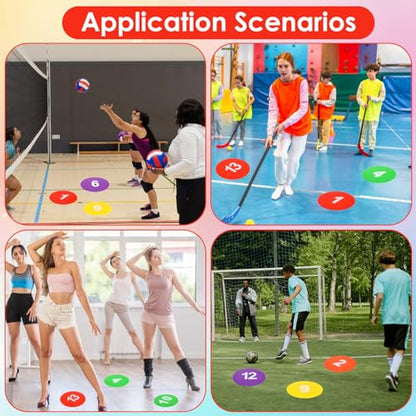 24 Pieces 9 Inch Poly Spots, Anti-Slip Spot Markers Floor Spots, Waterproof Flat Filed Cones Poly Dots for Agility Drills, Basketball, Football Training, Sport Activities and Exercise