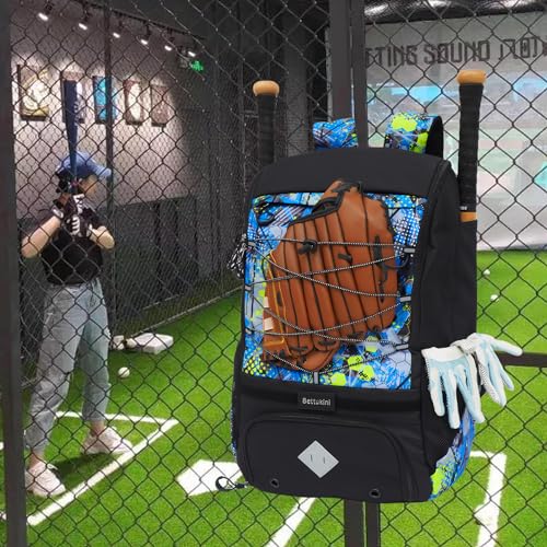 Baseball & Softball Bat Bag For Youth Adults, Sports Equipment Backpack with Shoe Compartment, Fence Hook, Bat Holder, Helmet, Baseball Glove, Big Size & Lightweight
