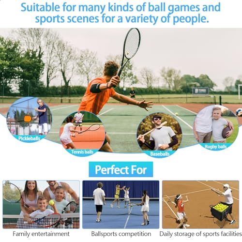 Foldable Tennis Ball Hopper, Holds 170 Balls, Large Capacity Tennis Ball Hopper with Wheels for Baseball Softball Pickleball Training