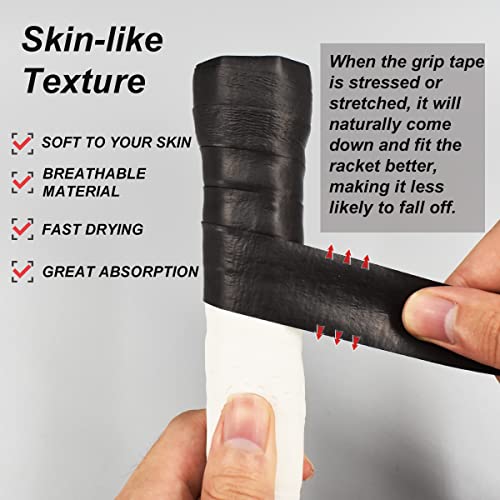 Senston Tennis Rackets Grips Squash Badminton Racquet Overgrip Tape Pickleball Rackets Handle Wrap - color: Pure, style: 3 PACK
