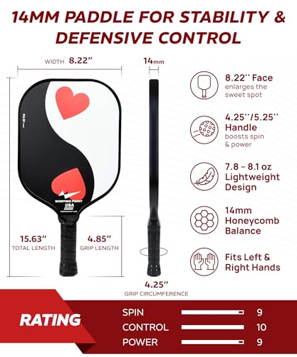 Pickleball Paddles Set of 2, Fiberglass Pickleball Set, Durable & Lightweight USAPA Approved Pickle Ball Rackets 2 Pack Pickleball Gifts for Women with Bag & Outdoor Balls for Men Beginner Kids Adults - style: 14MM | Black&White