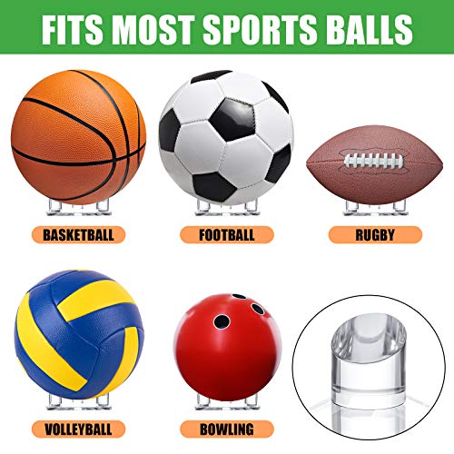 Sumind 4 Pack Acrylic Basketball Stand Holder Clear Sports Ball Storage Football Rack Display Stand for Basketball Football Volleyball Bowling Soccer Rugby Memorabilia Ball Display