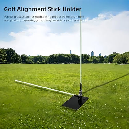 KZU Golf Alignment Stick Holder, Golf Swing Trainer Practice Plate, Portable Golf Training Aid Equipment for Beginners Professionals Indoor/Outdoor Practice, Adjustable Angle