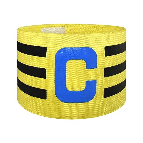 Sports Captain C Arm Band for Team Training, Unisex Elastic Soccer Captain Armband Adjustable Outdoor Football Player Captain's ArmBands for Adult - color: Yellow