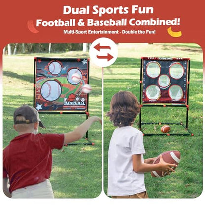 VROGTIK 2-in-1 Football & Baseball Toss Game for Kids Ages 3-8 - Outdoor Garden Toy for Backyard, Beach & Camping, Family Party Fun Sports Toy