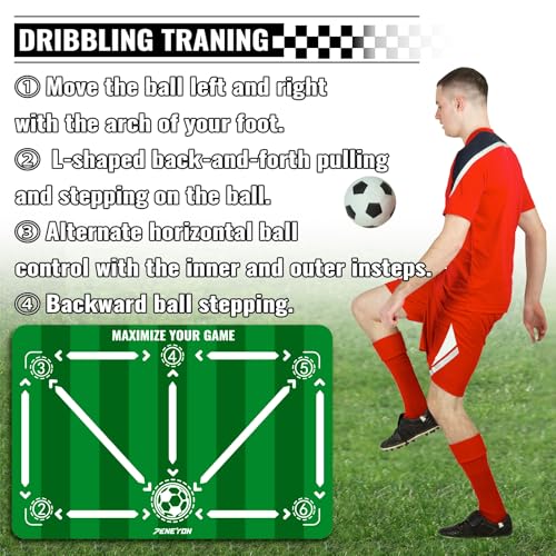 Soccer Training Equipment,Soccer Training Mat Improve Strength,Agility and Coordination,Anti-Slip Silent Absorption Soccer Footwork Training Mat,Soccer Trainer for Indoor/Outdoor Drills - style: Professional Set 47*31 IN - C