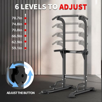 Z ZHICHI Pull Up Dip Station For Home Gym Strength Training Fitness Workout Station Chin-Ups Push-Ups Pull-Ups Dip-Ups 330LBS T055CDC - color: matt black