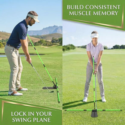 Golf Training Aid Golf Alignment Sticks Holder Angle Adjustable, Golf Swing Training Aid for Aiming Putting, Golf Training Aids with 2 Alignment Sticks and Portable Bag, Golf Gifts for Men Women