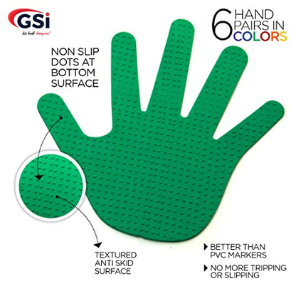GSi Spot Markers – Non-Slip Non-Toxic Poly Spots – Floor Markers for PE, Sports & Classroom Activities - size: 3.⁠ ⁠Hand