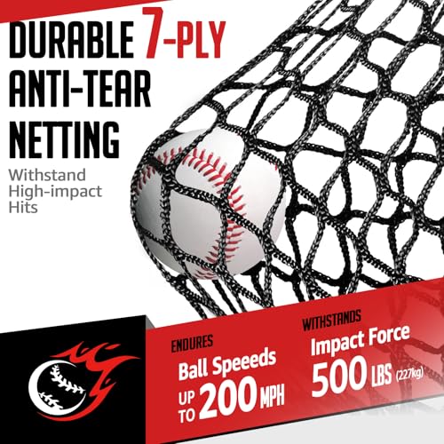 Baseball Softball Net, 7x7 ft Pitching & Batting Net with Dummy Batter, Large Ball Collection System, 2 Strike Zones, Batting Tee, Carry Bag for Batting Pitching Hitting, Great for All Levels