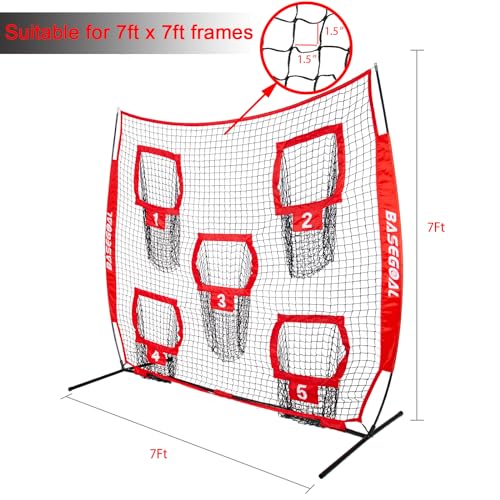 BaseGoal Football Replacement Net(NET ONLY),Heavy Duty Knotless for Football Throwing Training, Improve QB Throwing Accuracy - color: Red, style: 7Ft x7Ft