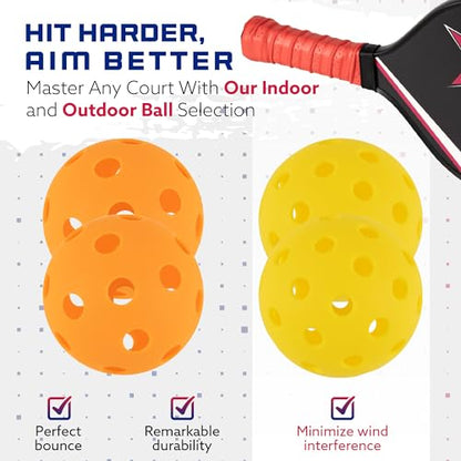 Pickleball Net Complete Kit, Full Court Size (22 FT) Two Different Paddle Styles, Weather Resistent Metal Frame, Carry Bag, for Indoor/Outdoor/Driveway.