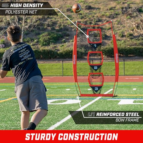 GoSports 8 x 4 ft Football Throwing Target Net - Choose Black or Red