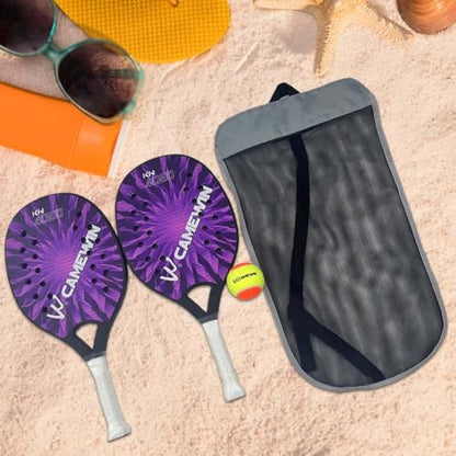 kowaku 2Pcs Beach Tennis Rackets, Beach Tennis Racquet, Portable Lightweight Beach Tennis Paddles with Bag for Playground Courtyard - color: Purple