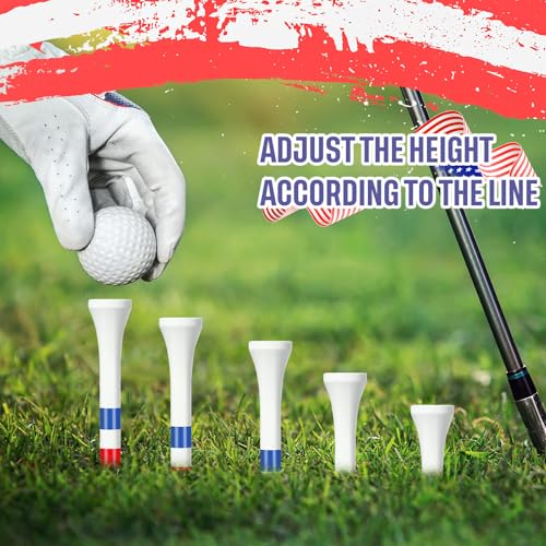 Mudder 600 Pcs Golf Tees USA American Flag Golf Tees Bulk Long Bamboo Red White and Blue Patriotic Tee for Men Women - size: 3-1/4", style: Stylish