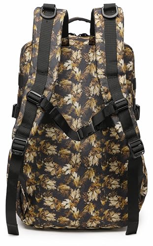 Wotony Military Tactical Backpack for Men Waterproof Daypack 3 Day Assault Pack Molle Bag with Water Bottle Holder - color: Yellow Maple Leaves, size: 25L
