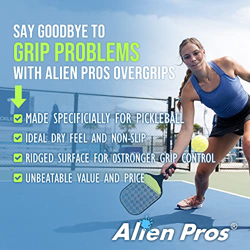 ALIEN PROS Pickleball Overgrip (4-Pack) with Ridges for Better Grip Control - Precut and Dry Feel Pickleball Grip Tape - Non-Slip Pickleball Paddle Grip Tape for High Performance - color: Blue