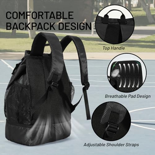 MIER Drawstring Basketball Backpack Soccer Bag with Shoe Compartment & Mesh Pocket Sports Gym String Backpack for Women Men, Lightweight - color: Black
