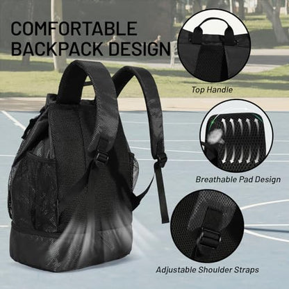 MIER Drawstring Basketball Backpack Soccer Bag with Shoe Compartment & Mesh Pocket Sports Gym String Backpack for Women Men, Lightweight - color: Black