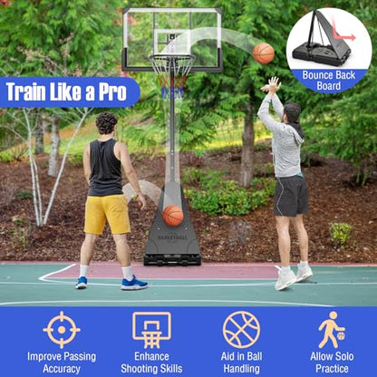 Giantex Portable Basketball Hoop Outdoor - 4.9-10 FT Quickly Height Adjustable Basketball Goal System w/ 44 Inch Shatterproof Backboard, Basketball Hoop Indoor for Adults, Backyard, Driveway, Pool