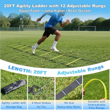 Soccer Goals for Backyard Soccer Goal 12x6 Big 10x6.5 8x6 6x4FT Soccer Goals for Youth Adults and Kids Large Metal 2" Goal Post with Agility Ladder and Target Net Soccer Cones Practice Equipment - style: 10×6.5 FT