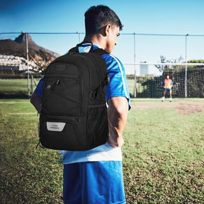 Goloni Soccer Backpack,Basketball Backpack with Ball Compartment & Shoe Compartment,Backpack for Basketball,Soccer - color: Black