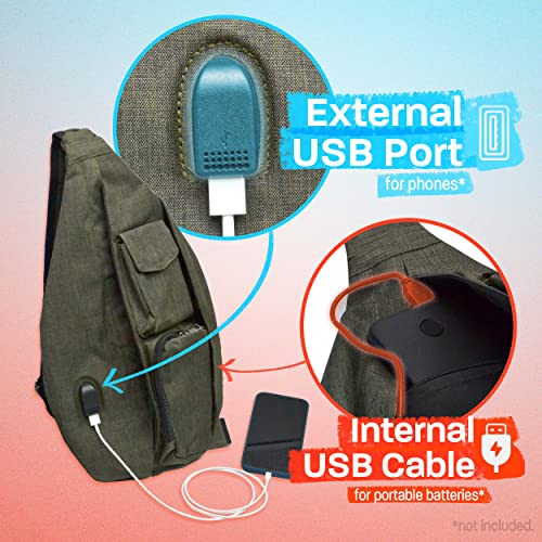 Nupouch Rucksack Pickleball Bag, Anti-Theft Crossbody Sling, USB Charging Connector Port, Backpack, Light Blue Daisy - color: Light Blue Daisy