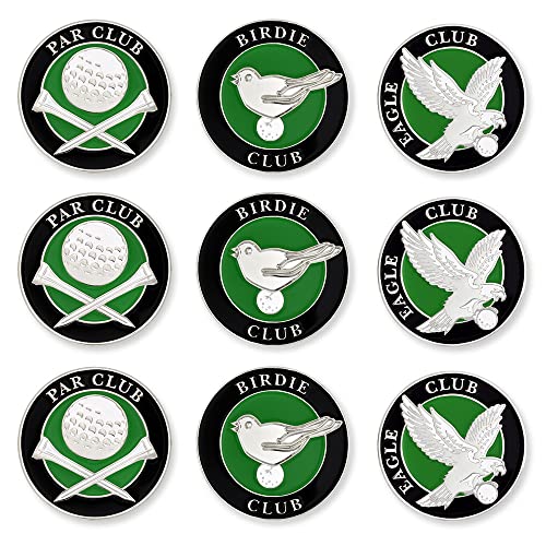 PinMart’s Mix Bundle Pack of 9 Golf Ball Markers - Golf Accessories for Men and Women – United States Eagle and American Flag Magnetic Ball Markers Set of 9 - color: Golf Club Green/Black