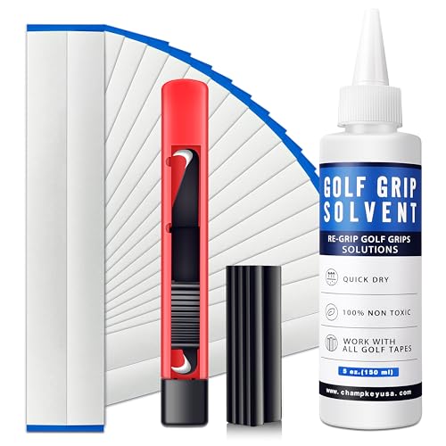 CHAMPKEY Deluxe Grip Repair Kits for Regripping Golf Clubs - Inlcudes Hook Knife, 2" x 10" Professional Tapes, 5 oz Solvent and Rubber Vise Clamp - style: 4 In 1 Kits