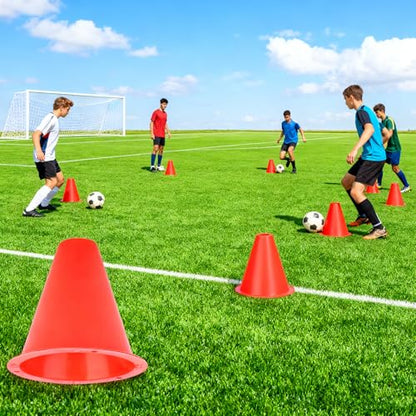 10-Pack Football Training Cones, Bracket Accessories, Obstacle Marking Set - color: Red