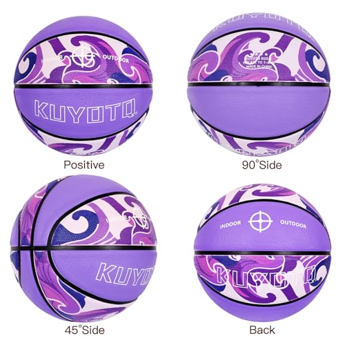 KUYOTQ Kids Toddler Youth Adult Size (3~7) Basketball Thickened Rubber or Leather Small Mini Basketball Soft Touch in & Outdoor Wear Resistant Basketball for Boys Girls Basketball Gifts (Deflated)