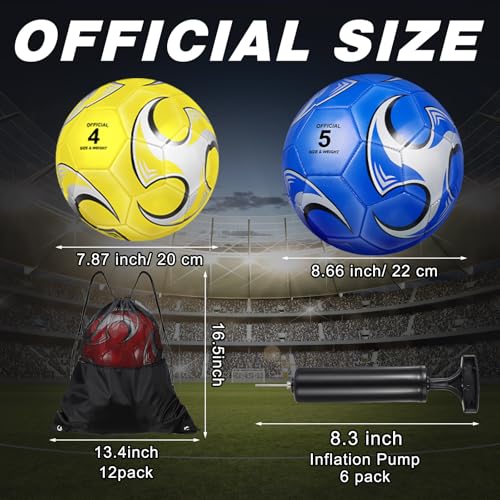 Ceenna 6 Pcs Soccer Ball Bulk with Pump Bag Machine Stitched Deflated Soccer for Outside Sports Training Game Practice - size: Size 5, style: Stylish