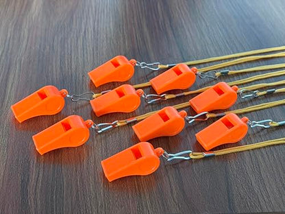 20 Pcs Plastic Loud Whistles with Lanyard for Referee Coaches Basketball Football Sports Training Game Event Lifeguard Survival Emergency Fun School Kids Tool Set Suppliers - color: Orange