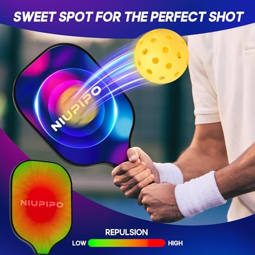 niupipo Pickleball Paddles Set of 2 or 4, USAPA Approved Fiberglass Pickleball Paddle Set with Balls and Bag, Polypropylene Honeycomb Core, Lightweight Pickleball Paddles for Beginners Men Women