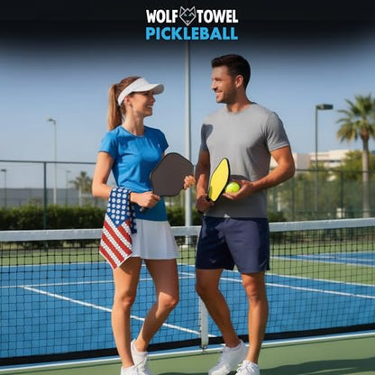 Wolf Golf Towels Pickleball Towel | Pickleball Gifts | American Flag Paddles | Sport Towel | Retirement Gift - color: American Flag
