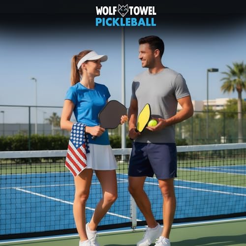 Wolf Golf Towels Pickleball Towel | Pickleball Gifts | American Flag Paddles | Sport Towel | Retirement Gift - color: American Flag