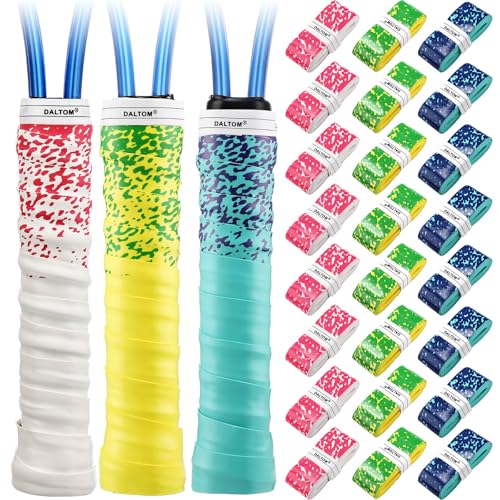 Jerify 24 Pieces Tennis Racket Grip Tape, Precut Tennis Overgrips Tape Badminton Racket Grips with Velvety Comfort for Anti Slip and Absorbent Grip - color: Vibrant Color