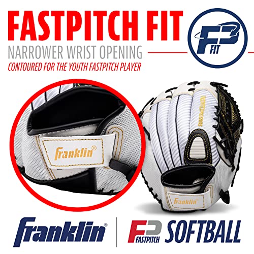 Franklin Sports Girls Softball Glove-Women's Windmill Fastpitch+Slowpitch Softball Glove-Right and Left Hand-Adult - color: White/Gold, size: 12"