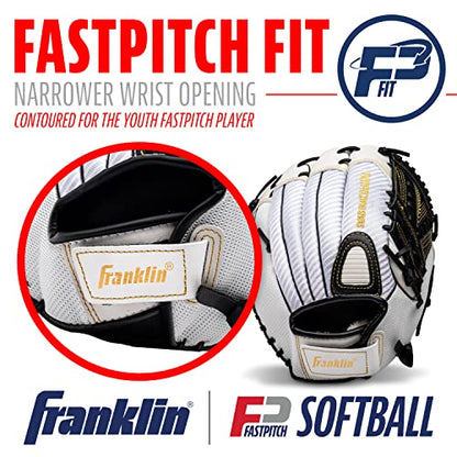 Franklin Sports Girls Softball Glove-Women's Windmill Fastpitch+Slowpitch Softball Glove-Right and Left Hand-Adult - color: White/Gold, size: 12"