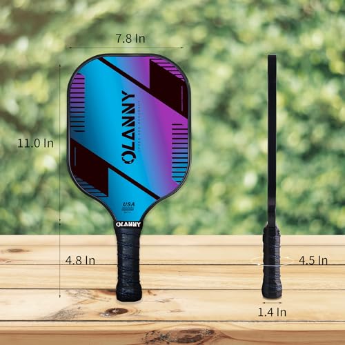 OLANNY Graphite Pickleball Paddles Set- Premium Rackets Fiber Face & Polymer Honeycomb Core Pickleball Set Includes Pickleball Paddles + Pickleball Balls+ Replacement Soft Grip + 1 Bag - color: gradient Pickleball Paddles