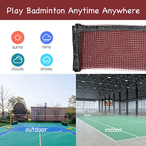 Sanung Badminton Net, Standard Size All-Weather Portable Badminton Net Replacement for Indoor Outdoor Use with Storage Bag
