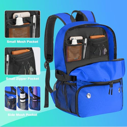 Basketball Bag Backpack with Ball & Shoes Compartment for Soccer Ball Volleyball Football, Large Sports Bag Backpack - color: Blue